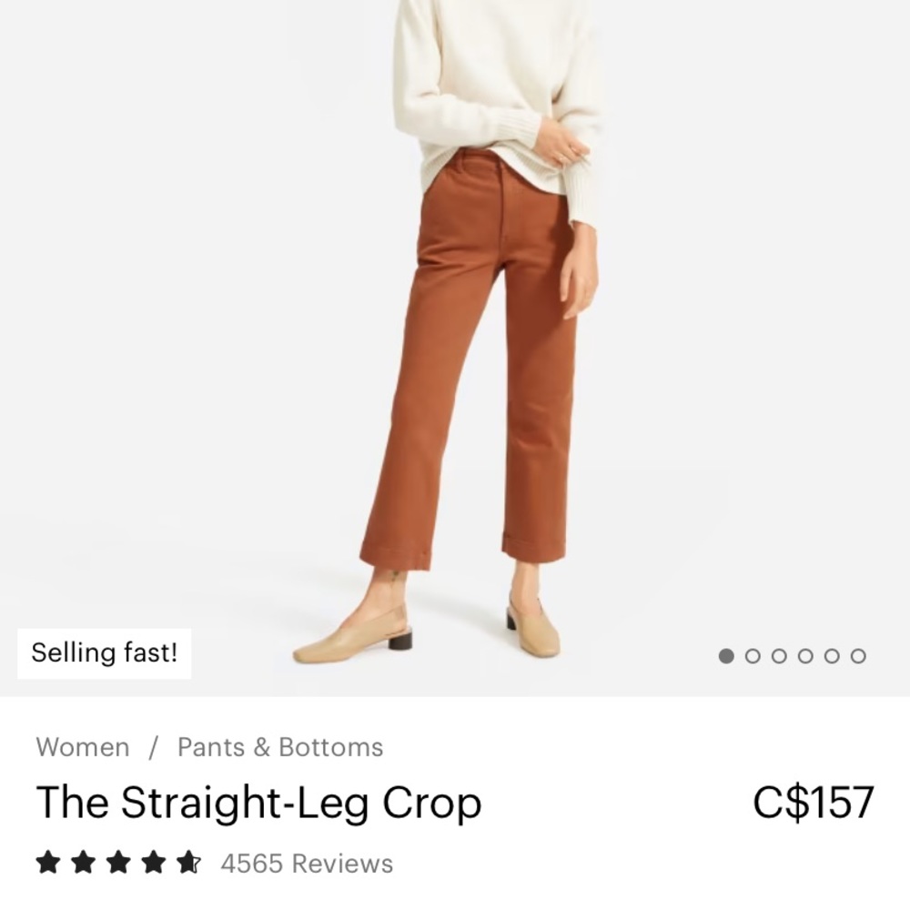 Everlane straight leg crop size 6 tan color